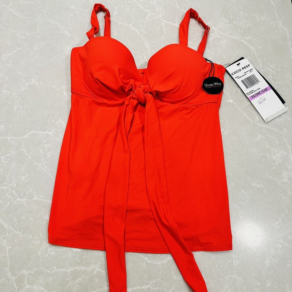 Coco Reef 5 Way Underwire Cherry Red Tankini Swim Top 32/32C